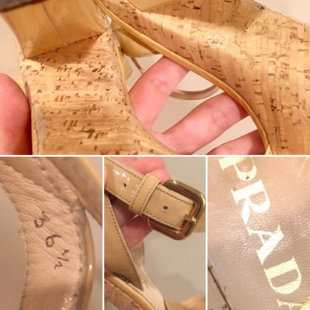 Prada beige cork platform leather sandal 36.5 - Picture 8 of 8